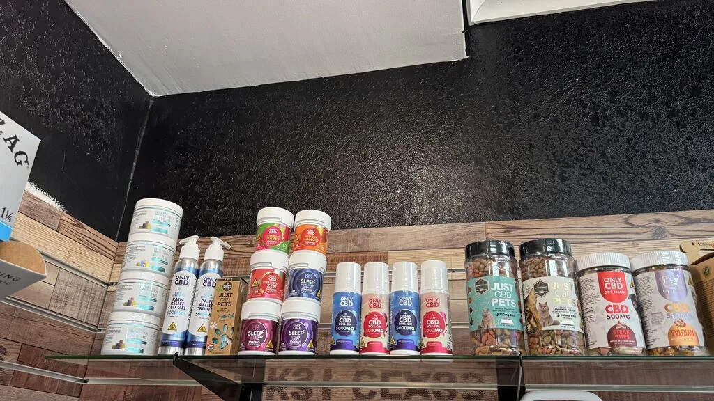 CBD products on a shelf